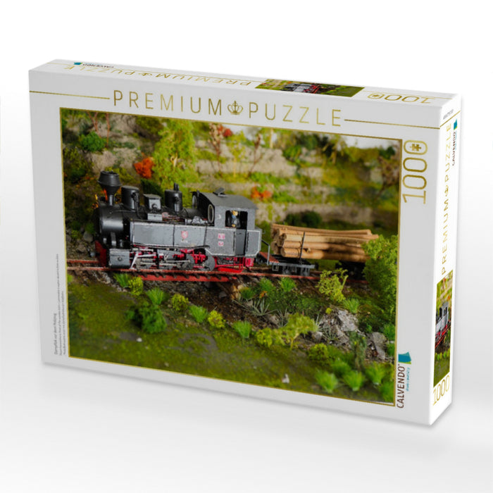 Dampflok vor dem Holzzug - CALVENDO Foto-Puzzle'