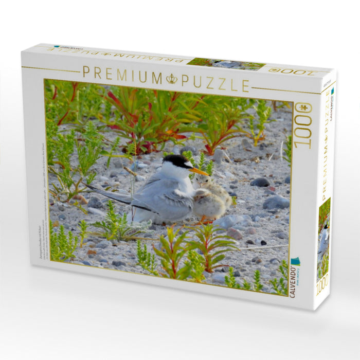 Zwergseeschwalbe mit Küken - CALVENDO Foto-Puzzle'