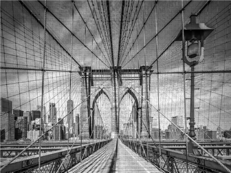 NEW YORK CITY Brooklyn Bridge Monochrom 1000 Teile Puzzle quer - CALVENDO Foto-Puzzle'