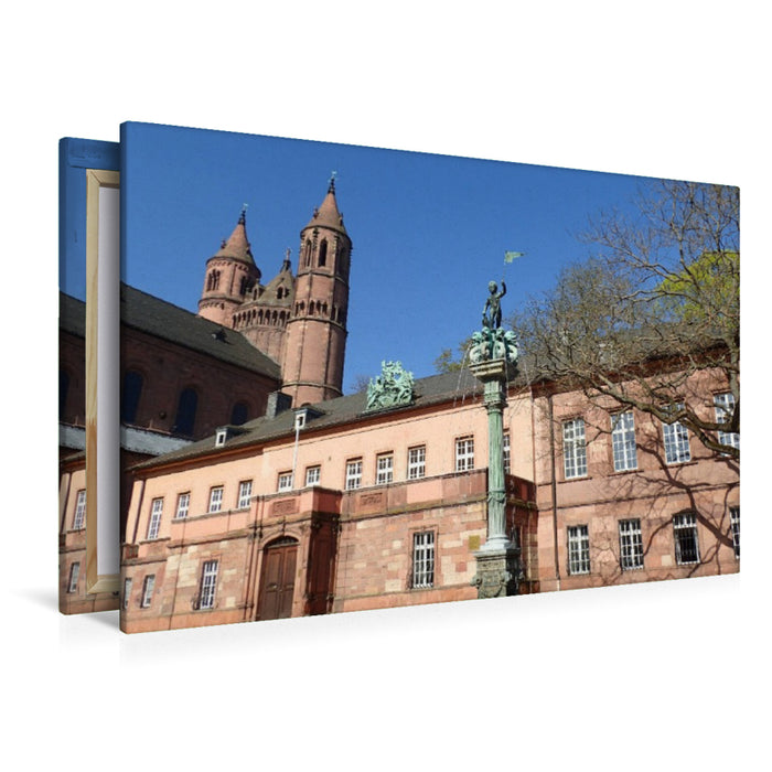 Premium Textil-Leinwand Der Schlossparkbrunnen in Worms