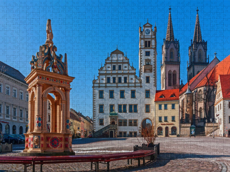 Am Neumarktbrunnen in Oschatz - CALVENDO Foto-Puzzle'