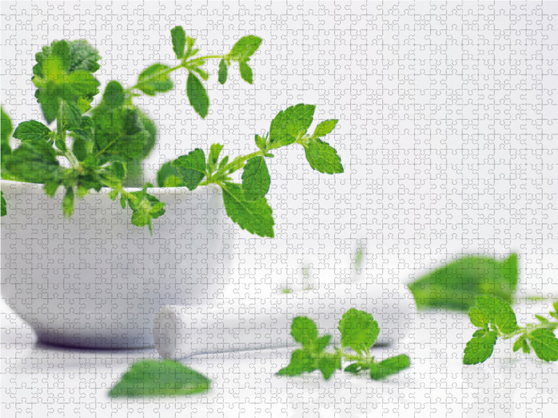 Melissa officinalis, frische Kräuter der Gesundheit 2000 Teile Puzzle quer - CALVENDO Foto-Puzzle'