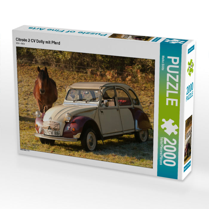 Citroën 2 CV Dolly avec cheval - Puzzle photo CALVENDO 