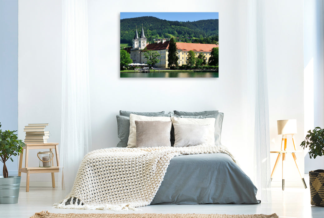 Premium Textil-Leinwand Premium Textil-Leinwand 120 cm x 80 cm quer Schloss Tegernsee