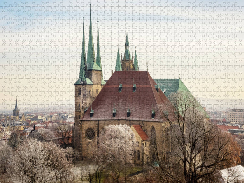 Erfurt. Severi-Kirche und Dom St. Marien. - CALVENDO Foto-Puzzle'