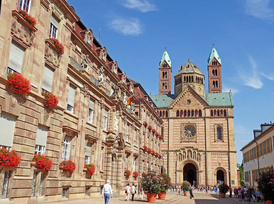 Blick auf das Stadtschloss und den Kaiserdom in Speyer am Rhein - CALVENDO Foto-Puzzle'