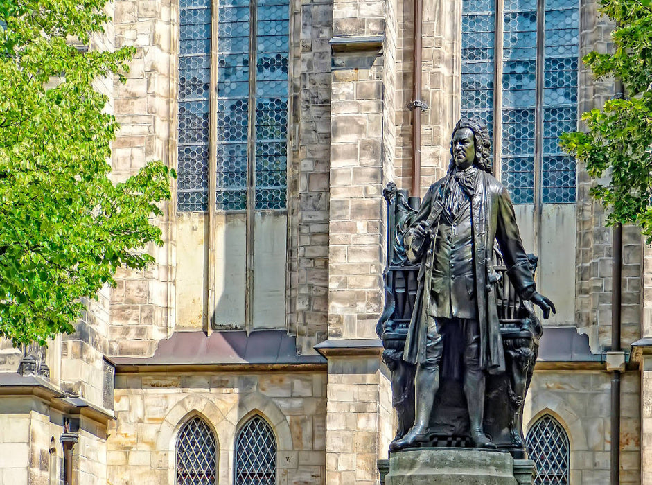 Leipzig Bach-Denkmal bei der Thomaskirche - CALVENDO Foto-Puzzle'