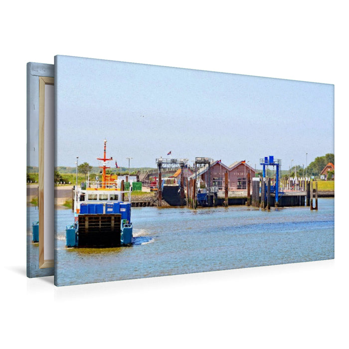 Premium Textil-Leinwand Hafen Langeoog