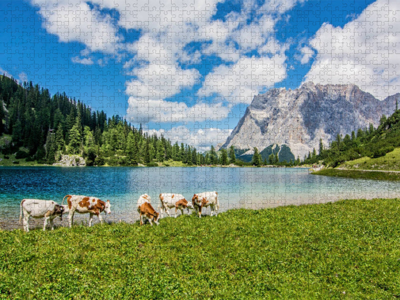 Blick über den Seebensee zur Zugspitze - CALVENDO Foto-Puzzle'
