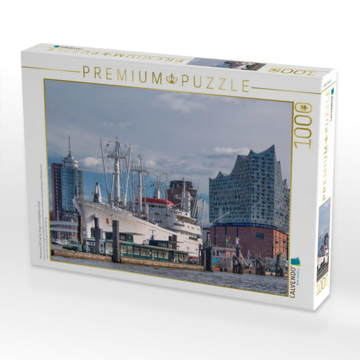 Museumsschiff Cap San Diego und Elbphilharmonie - CALVENDO Foto-Puzzle'