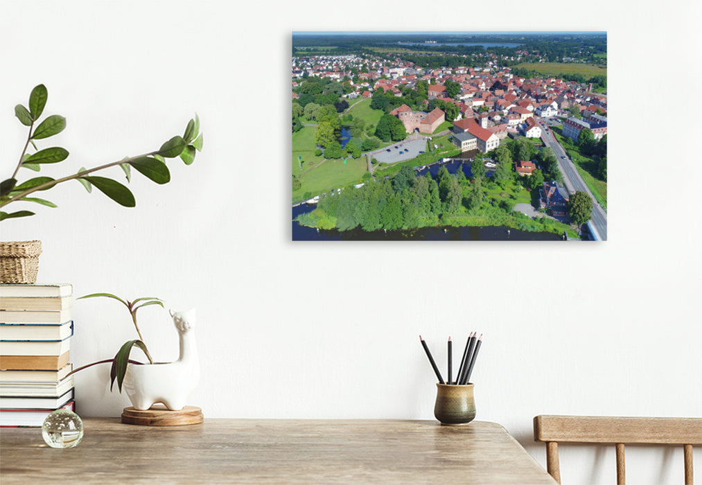 Premium textile canvas Premium textile canvas 120 cm x 80 cm landscape old town panorama - Neustadt-Glewe 