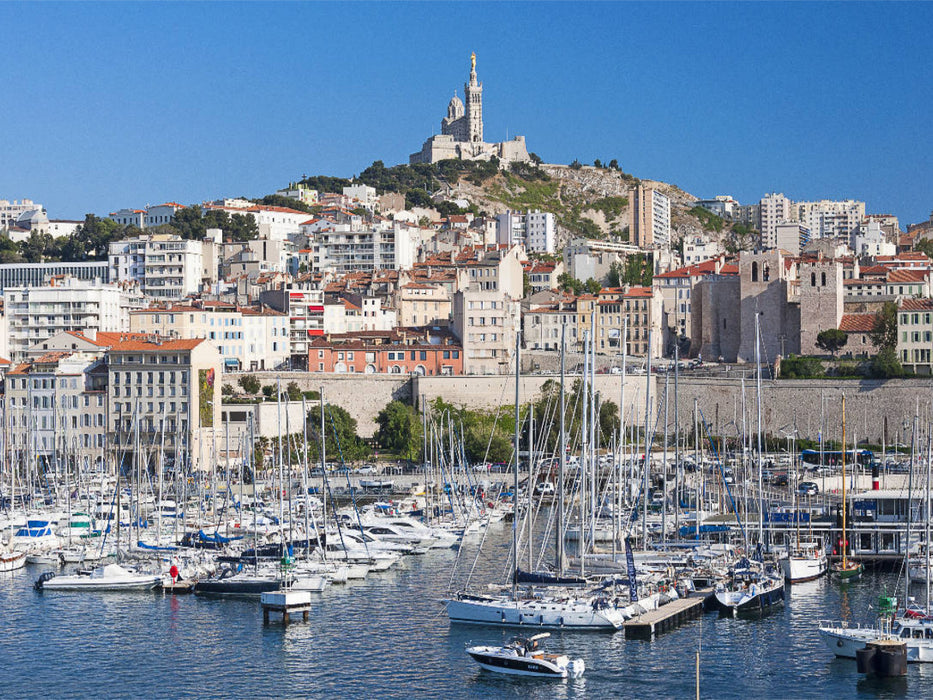 Blick auf den Vieux Port und Notre-Dame de la Garde - CALVENDO Foto-Puzzle'