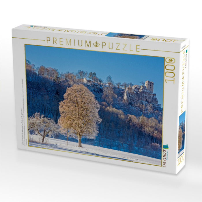 Winterlandschaft im Wiesenttal am Fuße der Burg Neideck - CALVENDO Foto-Puzzle'