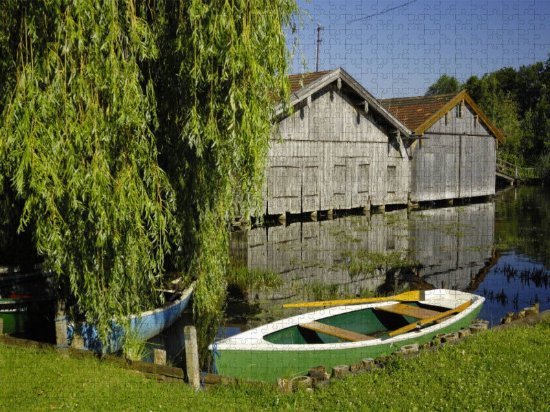 Bootshäuser am Staffelsee bei Murnau - CALVENDO Foto-Puzzle'