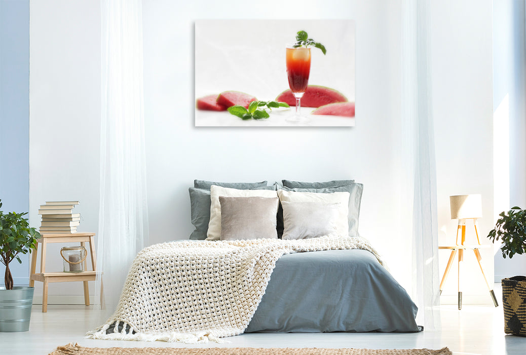 Premium textile canvas Premium textile canvas 120 cm x 80 cm landscape Melon Cocktail 