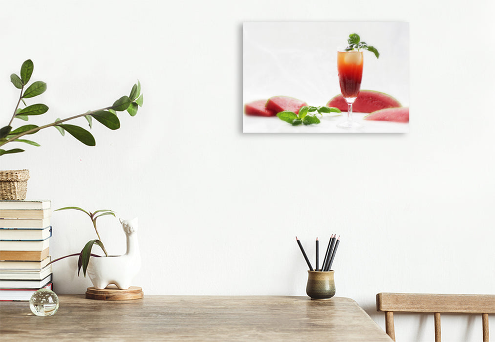 Premium textile canvas Premium textile canvas 120 cm x 80 cm landscape Melon Cocktail 