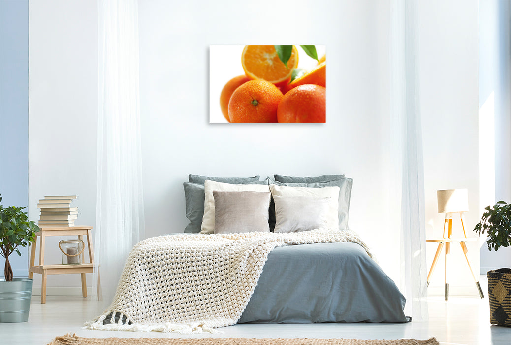 Premium Textil-Leinwand Premium Textil-Leinwand 120 cm x 80 cm quer Frische Orangen