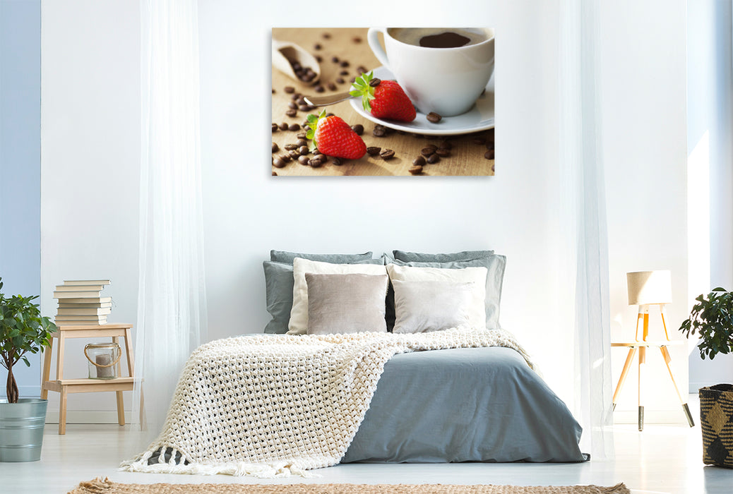 Premium Textil-Leinwand Premium Textil-Leinwand 120 cm x 80 cm quer Feiner Kaffee Genuss