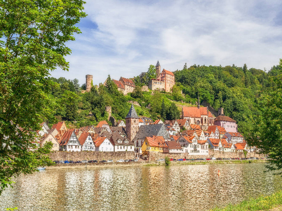 Altstadt und Schloss Hirschhorn 1000 Teile Puzzle quer - CALVENDO Foto-Puzzle'
