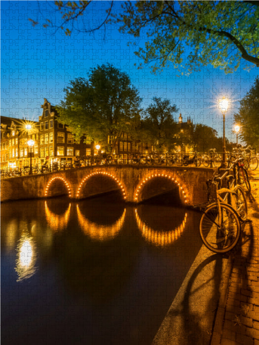 AMSTERDAM Keizersgracht Abendidylle 1000 Teile Puzzle hoch - CALVENDO Foto-Puzzle'