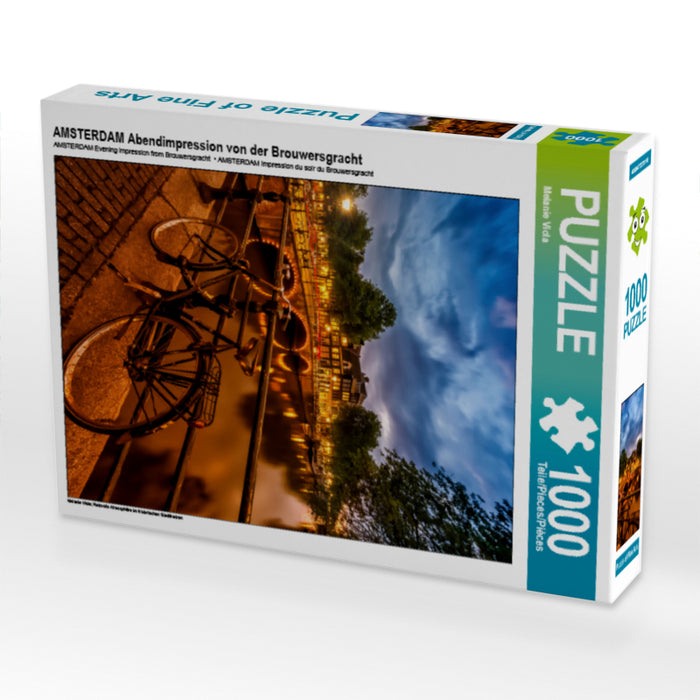 AMSTERDAM Abendimpression von der Brouwersgracht 1000 Teile Puzzle hoch - CALVENDO Foto-Puzzle'