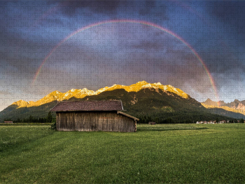 Regenbogen über dem Karwendel - CALVENDO Foto-Puzzle'