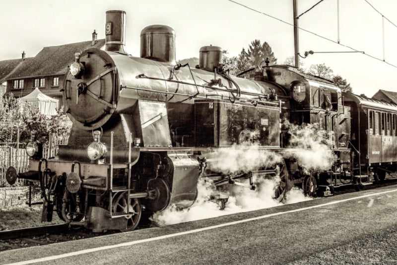 Toile textile premium Toile textile premium 120 cm x 80 cm paysage locomotive à vapeur BT 9 