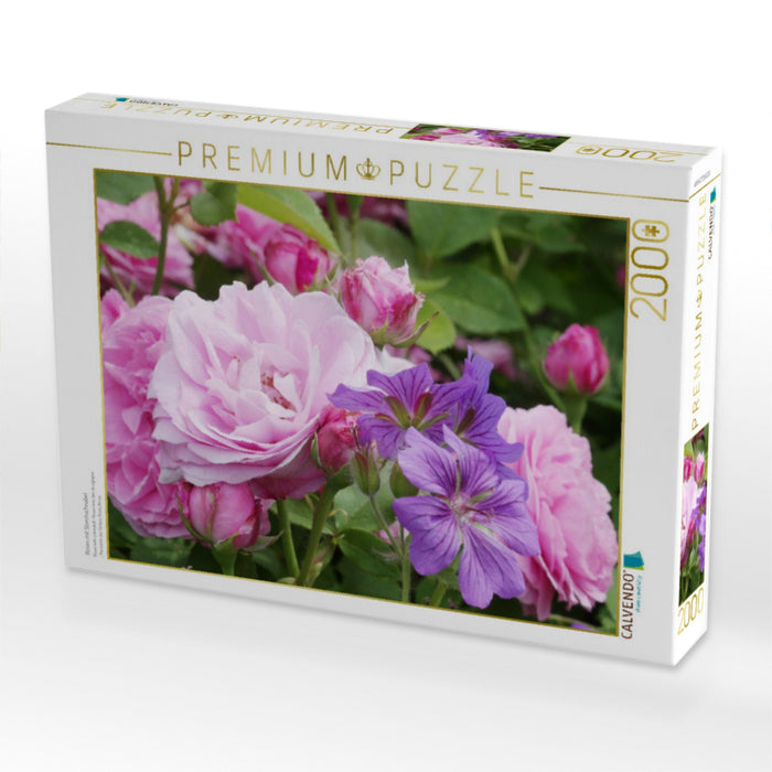 Rosen mit Storchschnabel - CALVENDO Foto-Puzzle'