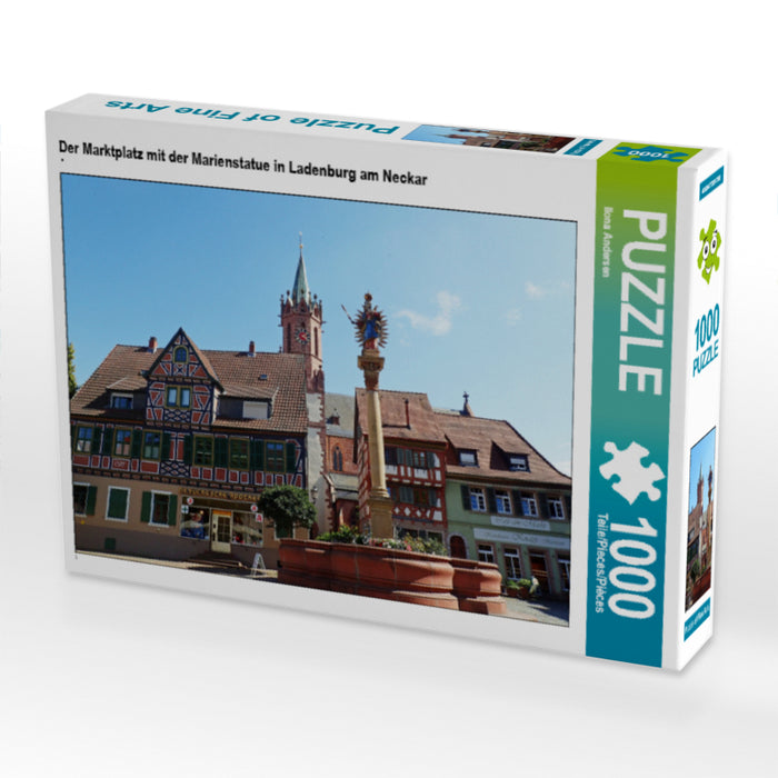 Der Marktplatz mit der Marienstatue in Ladenburg am Neckar 1000 Teile Puzzle quer - CALVENDO Foto-Puzzle'
