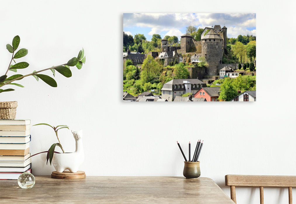 Premium Textil-Leinwand Premium Textil-Leinwand 120 cm x 80 cm quer Blick auf die Burg Monschau