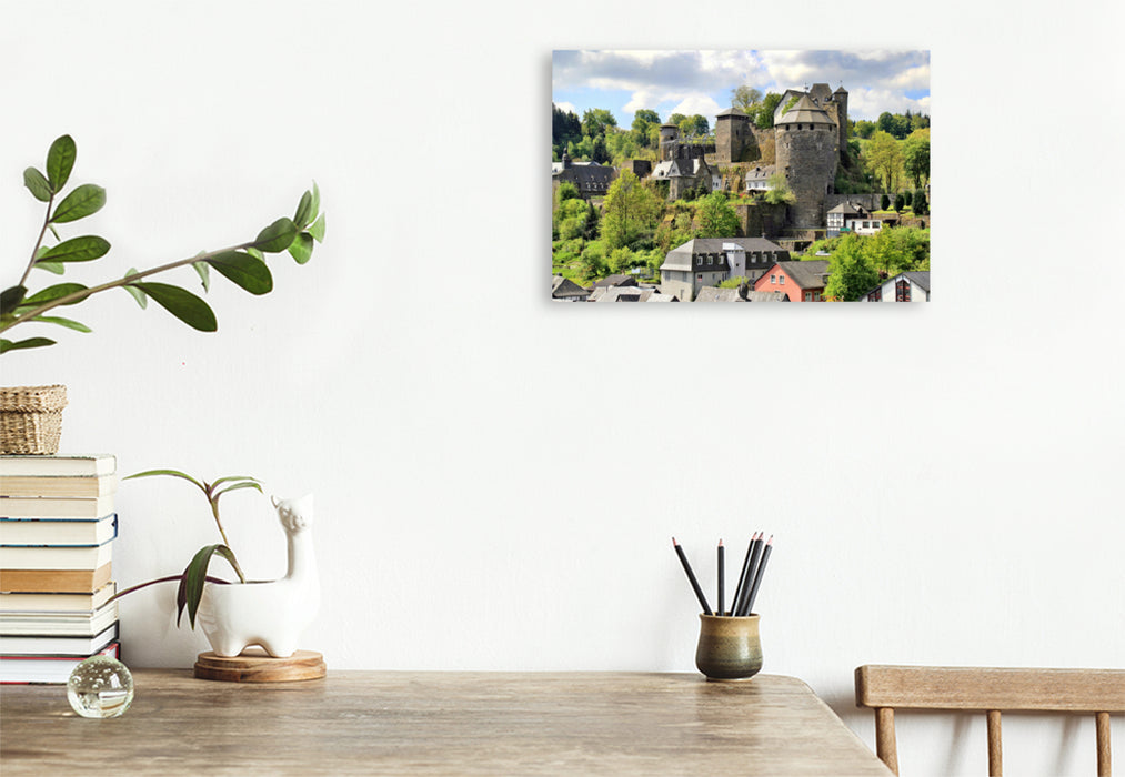 Premium Textil-Leinwand Premium Textil-Leinwand 120 cm x 80 cm quer Blick auf die Burg Monschau