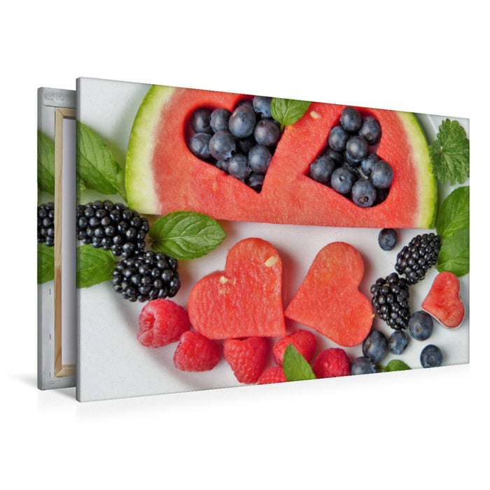 Premium Textil-Leinwand Köstliche Erfrischung mit Beeren