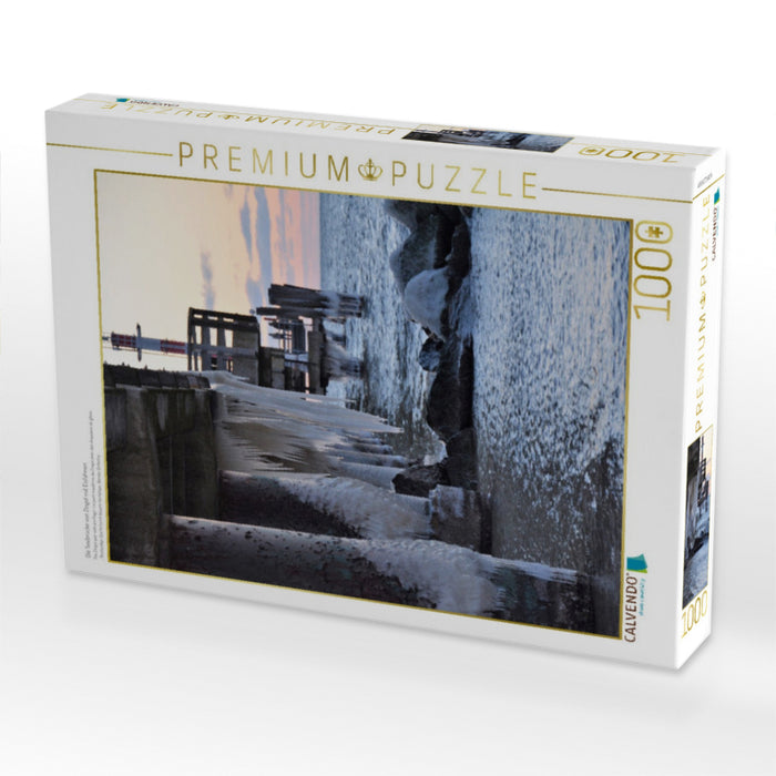 Die Seebrücke von Zingst mit Eisfahnen - CALVENDO Foto-Puzzle'