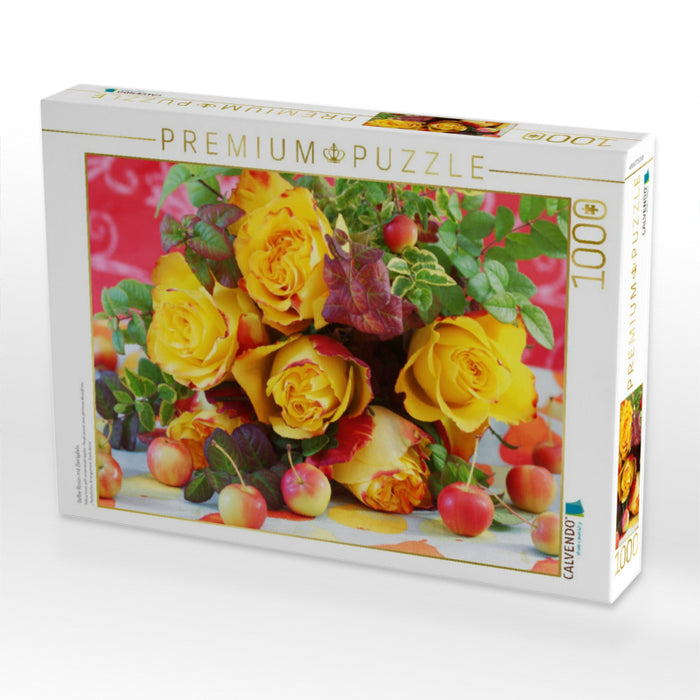 Gelbe Rosen mit Zieräpfeln - CALVENDO Foto-Puzzle'