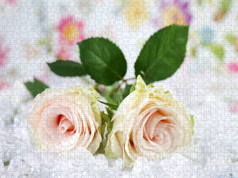 Zwei rosa Rosen - CALVENDO Foto-Puzzle'