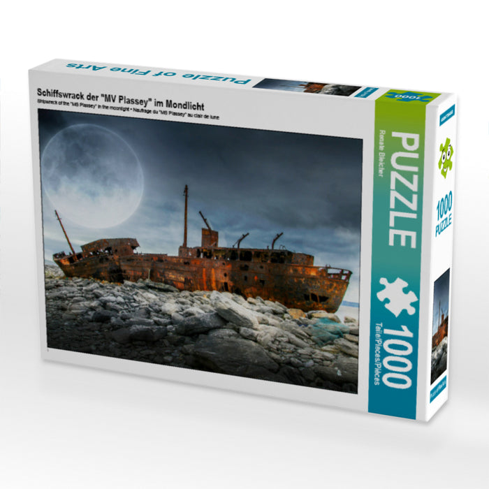 Schiffswrack der "MV Plassey" im Mondlicht 1000 Teile Puzzle quer - CALVENDO Foto-Puzzle'