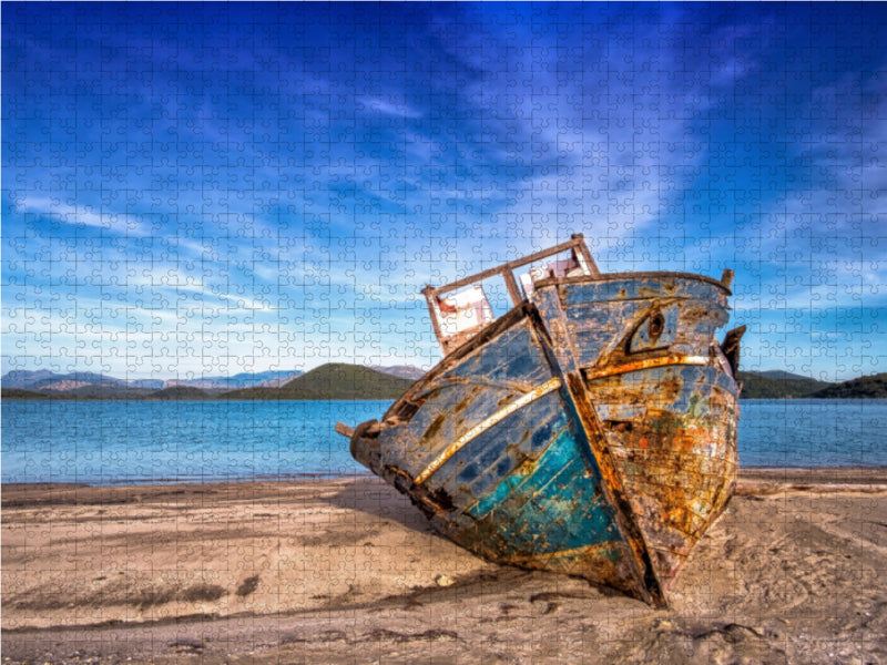 Fischerboot am Strand 1000 Teile Puzzle quer - CALVENDO Foto-Puzzle'