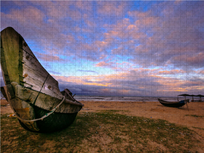 Bateau en bois au crépuscule - Puzzle photo CALVENDO 