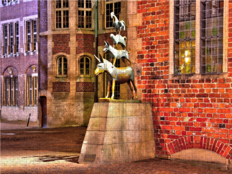 Bremer Stadtmusikanten 1000 Teile Puzzle quer - CALVENDO Foto-Puzzle'