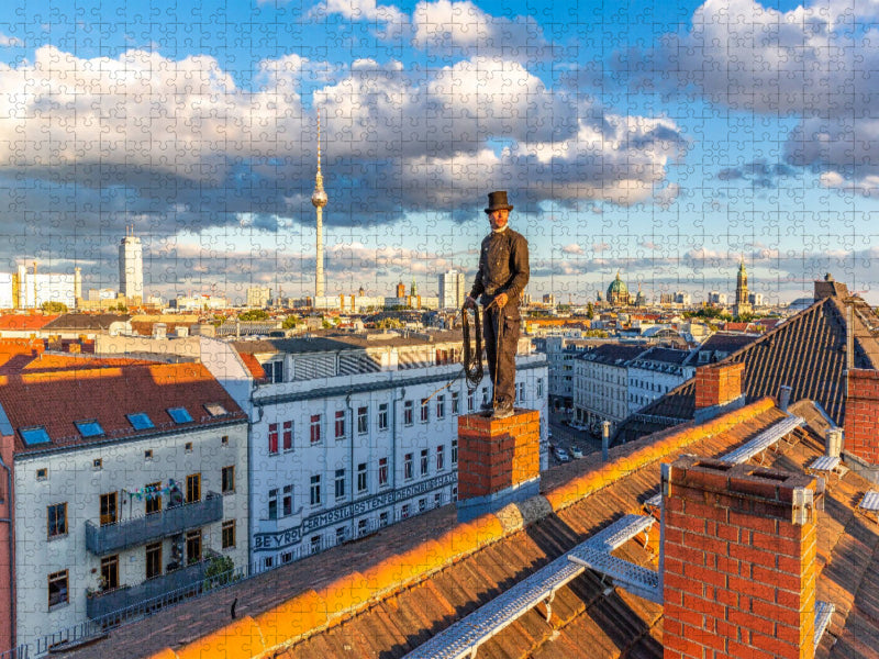 Schornsteinfeger bei Sonnenaufgang in Berlin Mitte - CALVENDO Foto-Puzzle'