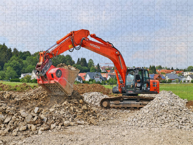 Hitachi mit Steinbrecher Schaufel - CALVENDO Foto-Puzzle'