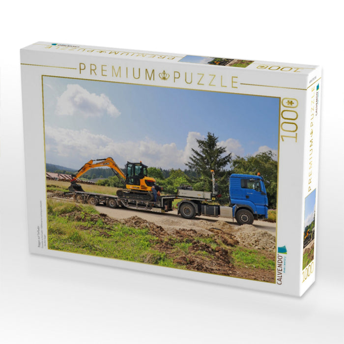 Bagger auf Tieflader - CALVENDO Foto-Puzzle'