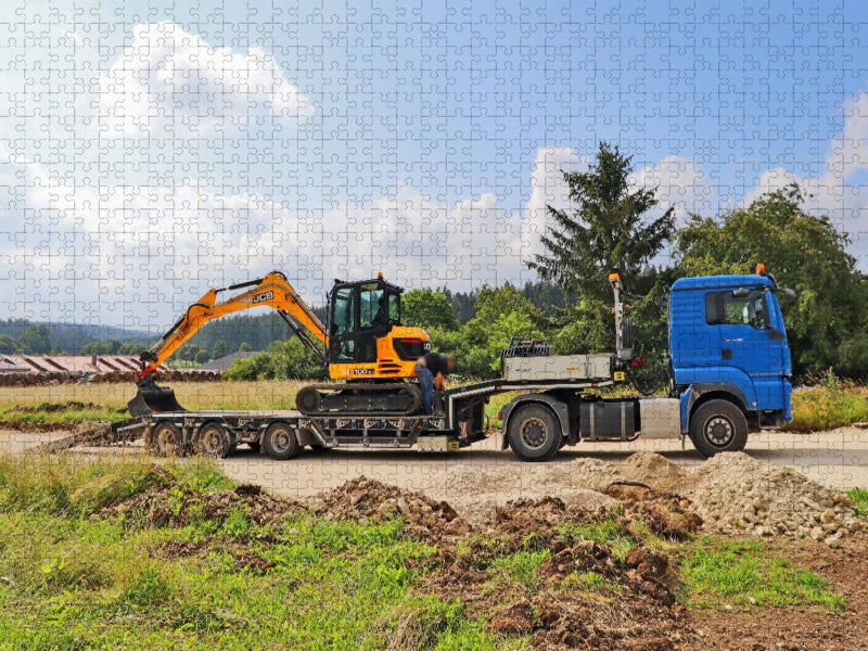 Bagger auf Tieflader - CALVENDO Foto-Puzzle'