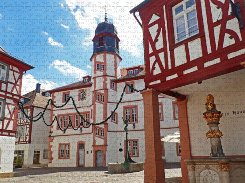 Au marché aux poissons avec le "Volkerbrunnen" à Alzey - Puzzle photo CALVENDO 