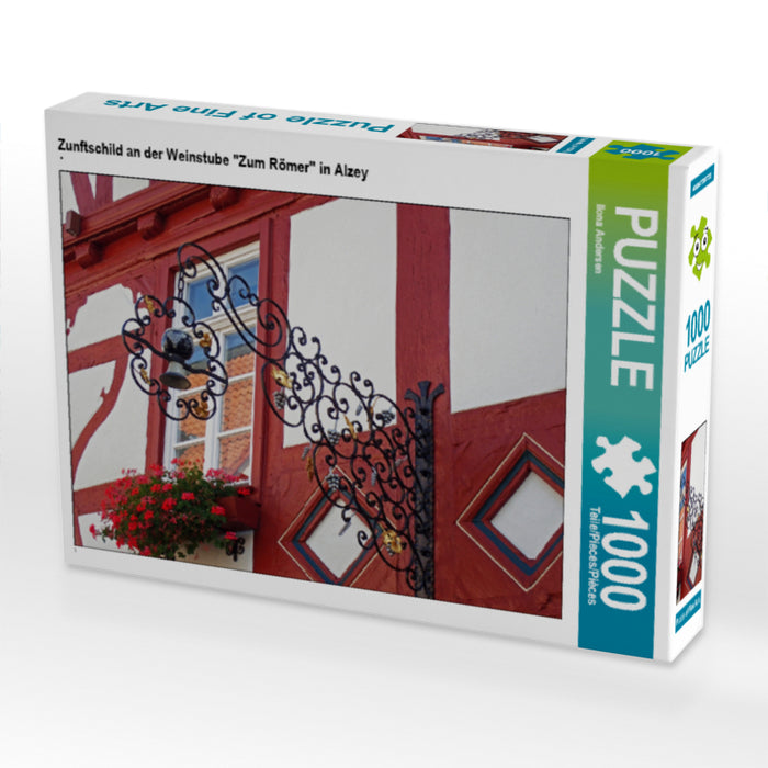 Zunftschild an der Weinstube "Zum Römer" in Alzey 1000 Teile Puzzle quer - CALVENDO Foto-Puzzle'