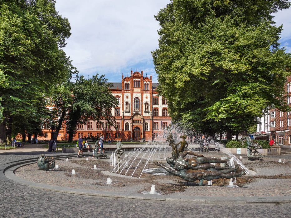 Brunnen der Lebensfreude vor der Universität Rostock - CALVENDO Foto-Puzzle'
