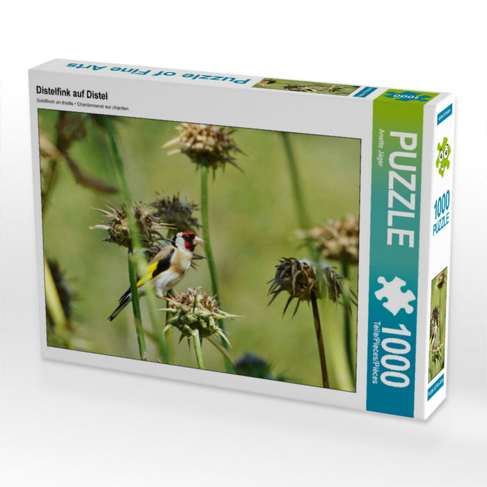 Distelfink auf Distel 1000 Teile Puzzle quer - CALVENDO Foto-Puzzle'