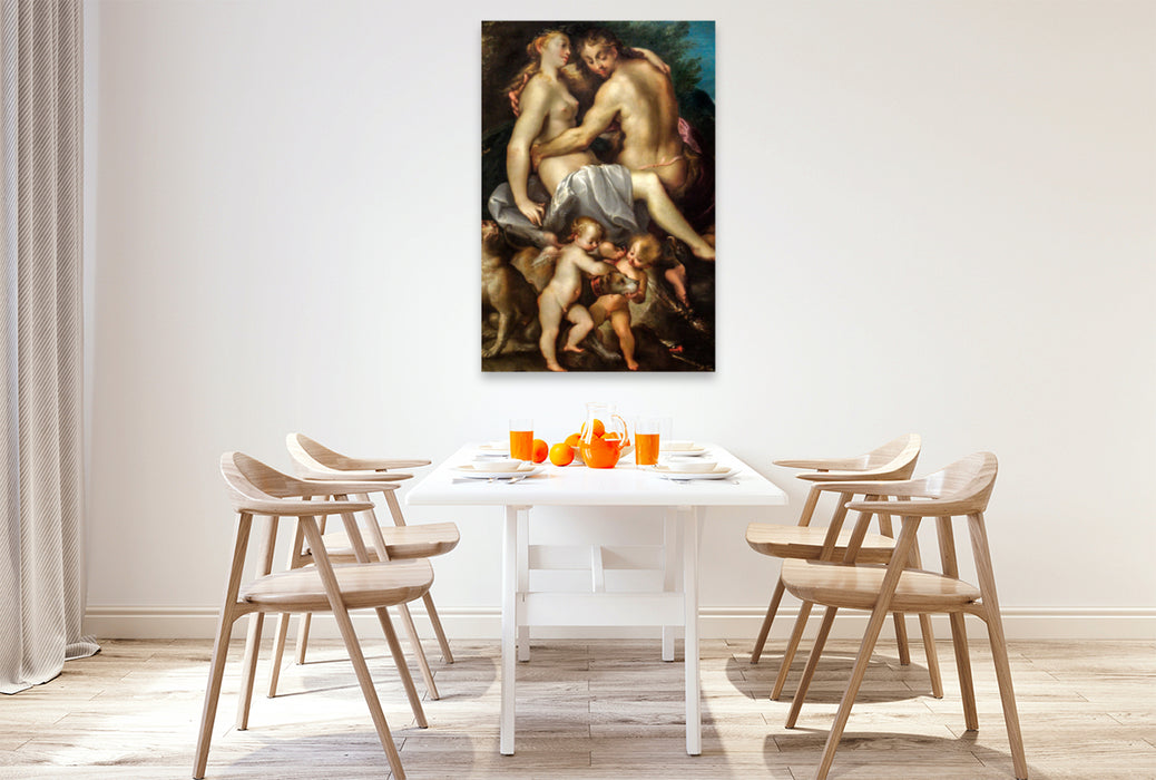 Premium Textil-Leinwand Premium Textil-Leinwand 80 cm x 120 cm hoch Zeus und Kallisto, um 1603 von Josef Heintz d.Ä.