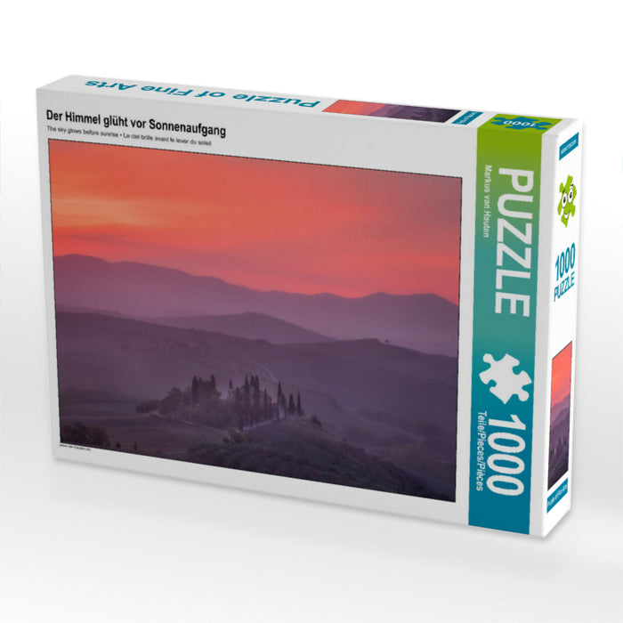 Der Himmel glüht vor Sonnenaufgang 1000 Teile Puzzle quer - CALVENDO Foto-Puzzle'