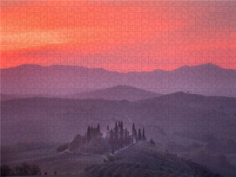 Der Himmel glüht vor Sonnenaufgang 1000 Teile Puzzle quer - CALVENDO Foto-Puzzle'